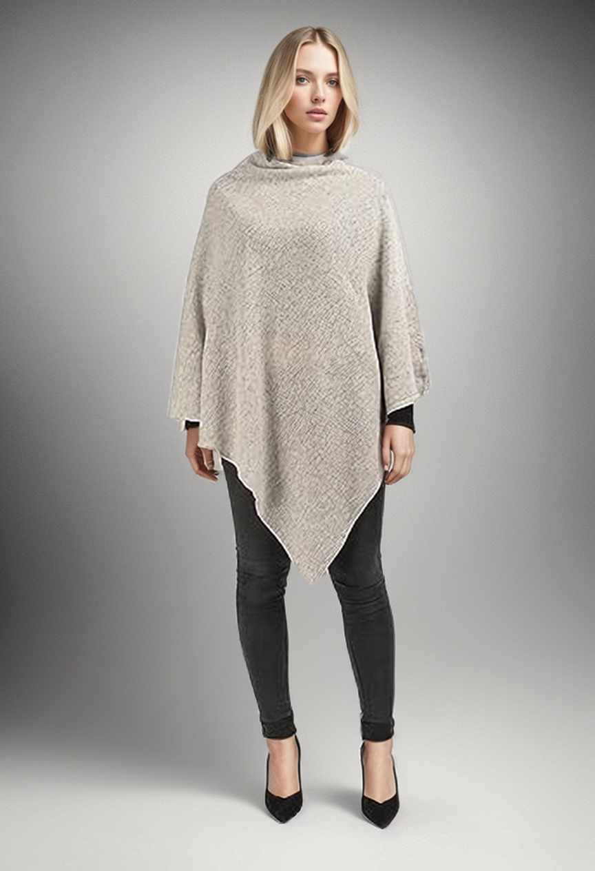 Dalle Piane Cashmere - Poncho 100% Cashmere - Made in Italy, Color: Grey, One Size