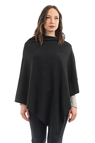 Dalle Piane Cashmere - Poncho Cashmere Blend - Made in Italy, Color: Anthracite, One Size