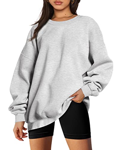 EFAN Hoodies for Women Sweatshirts Oversized Sweaters Fall Outfits Clothes 2023 Crew Neck Pullover Tops Loose Comfy Winter Fashion Grey