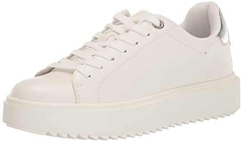 Steve Madden Women's Charlie Sneaker, White/Silver, 9.5