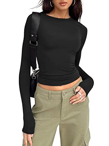 Womens Long Sleeve Loose Fit Comfy Oversized Sweatshirts Fall Winter - XL  Black