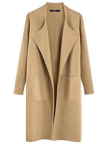 LILLUSORY Long Coats for Women Camel Oversized Light Casual Sweater Open Knit 2023 Cute Clothes Fall Outfits