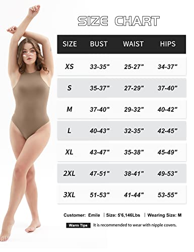  PUMIEY Bodysuits For Women Long Sleeve Slim Fit