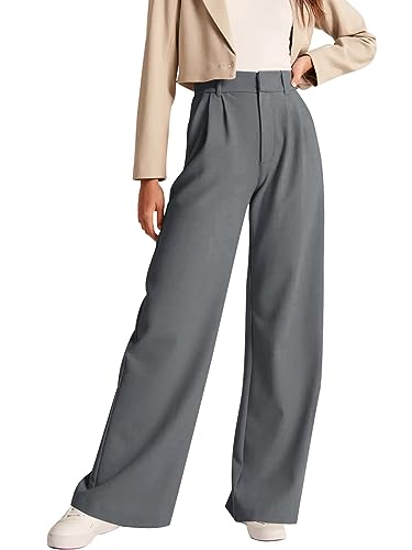 NIMIN Wide Leg Pants for Women Trendy Business Casual Pants Teachers Office  Wear Petite LadiesTrousers Pants with Pockets Apricot X-Small at   Women's Clothing store
